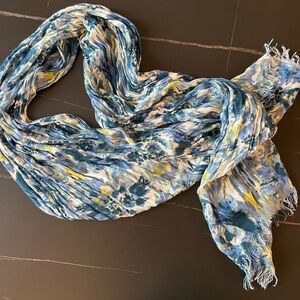 Blue and Yellow Patterned Scarf